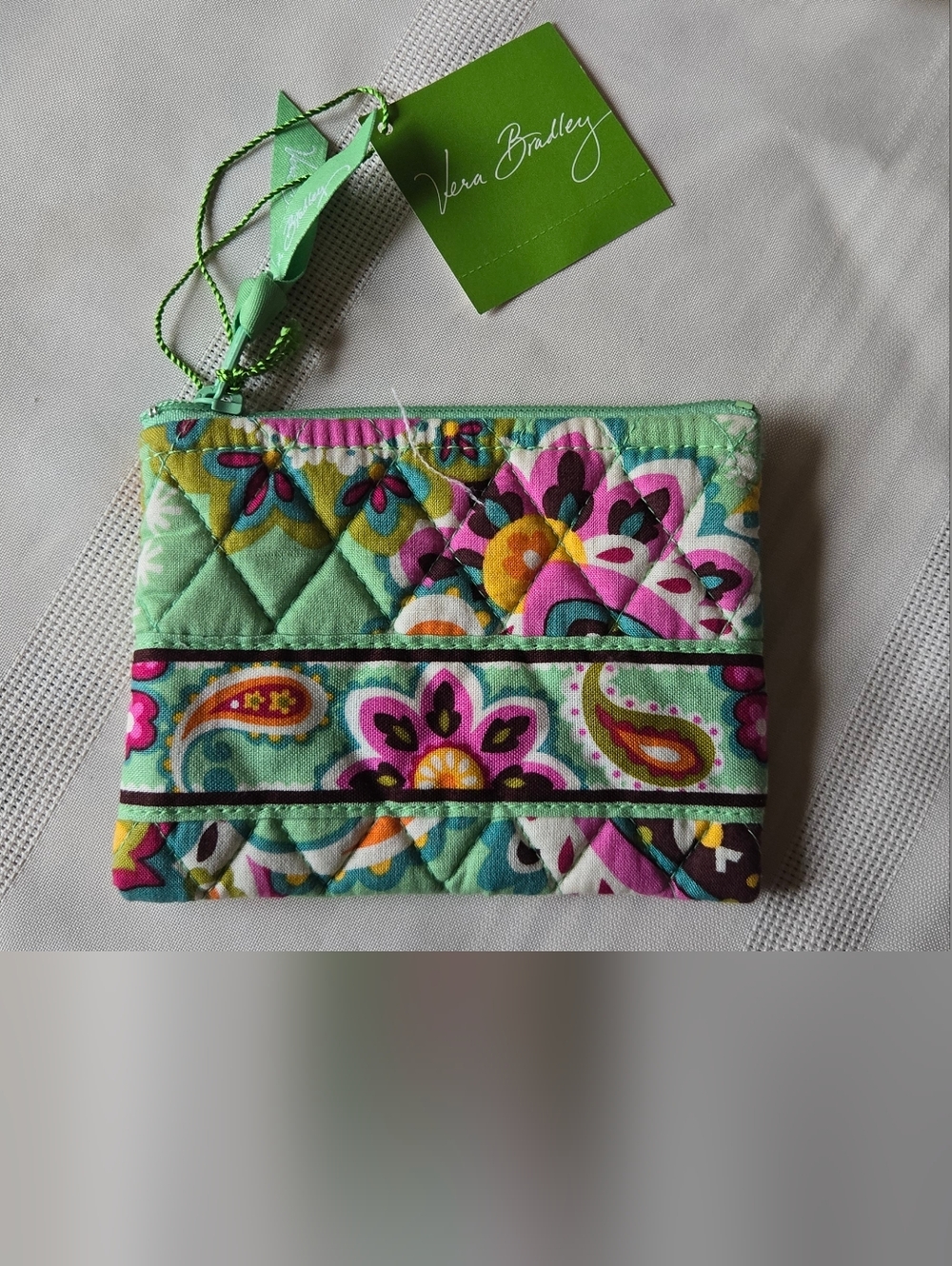 NWT Vera Bradley Mint Coloured Quilted Zip Pouch